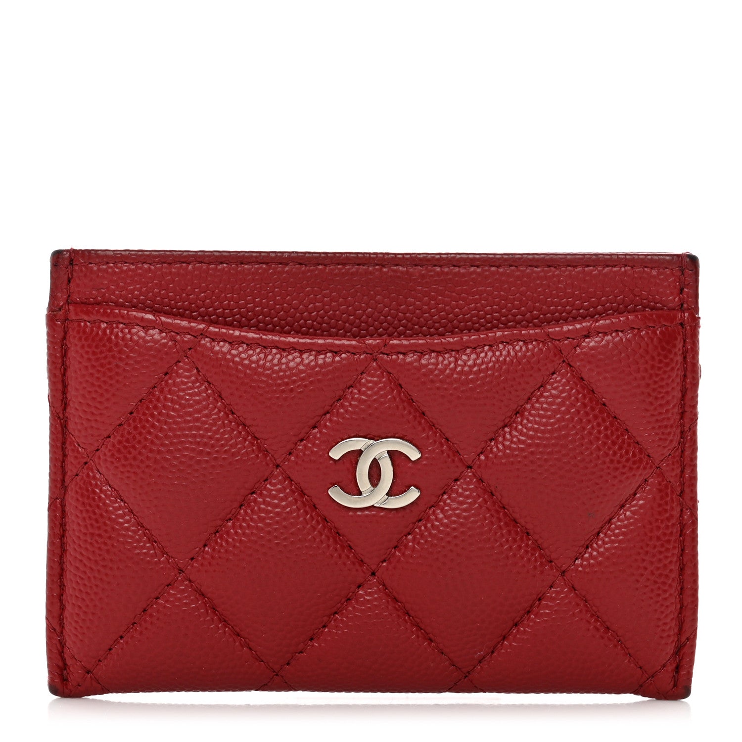 Chanel Caviar Quilted Card Holder Red 1 of 11