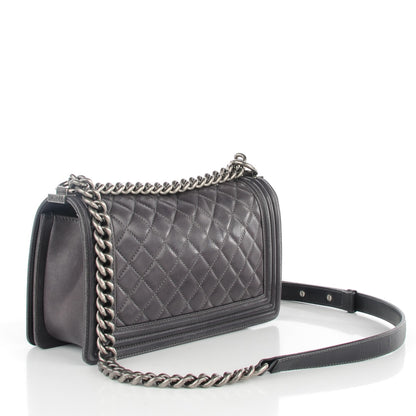 Chanel Lambskin Quilted Medium Boy Flap Dark Grey 3 of 7