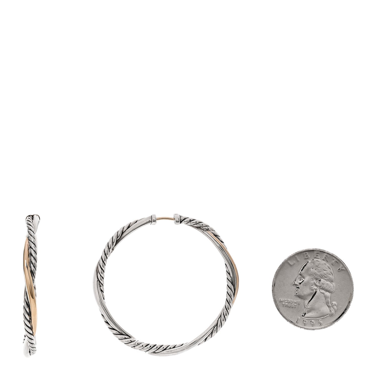 David Yurman Sterling Silver 14K Yellow Gold 42mm Infinity Hoop Earrings 2 of 5