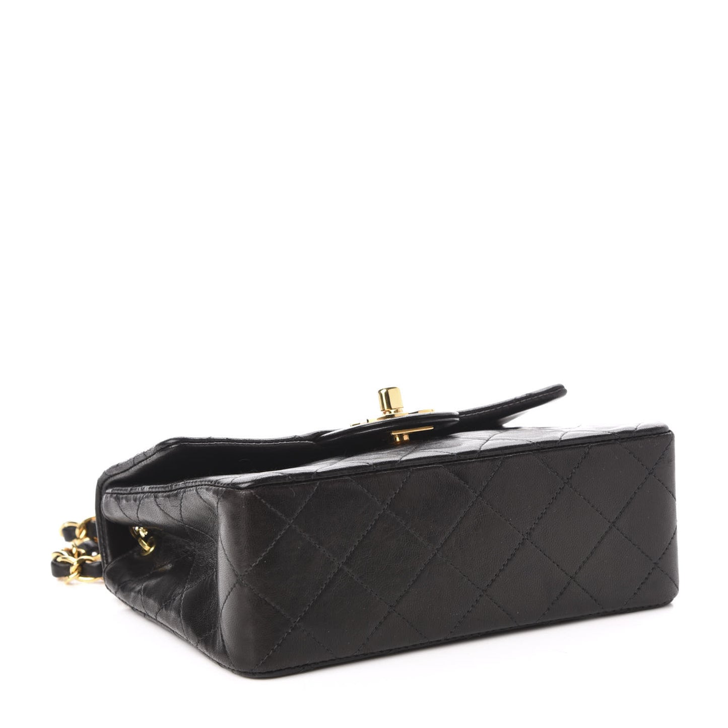 Lambskin Quilted Mini Square Flap Black