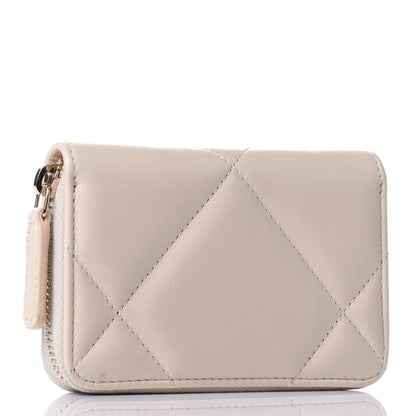 Chanel Lambskin Quilted Chanel 19 Zip Around Coin Purse Wallet Beige 2 of 3