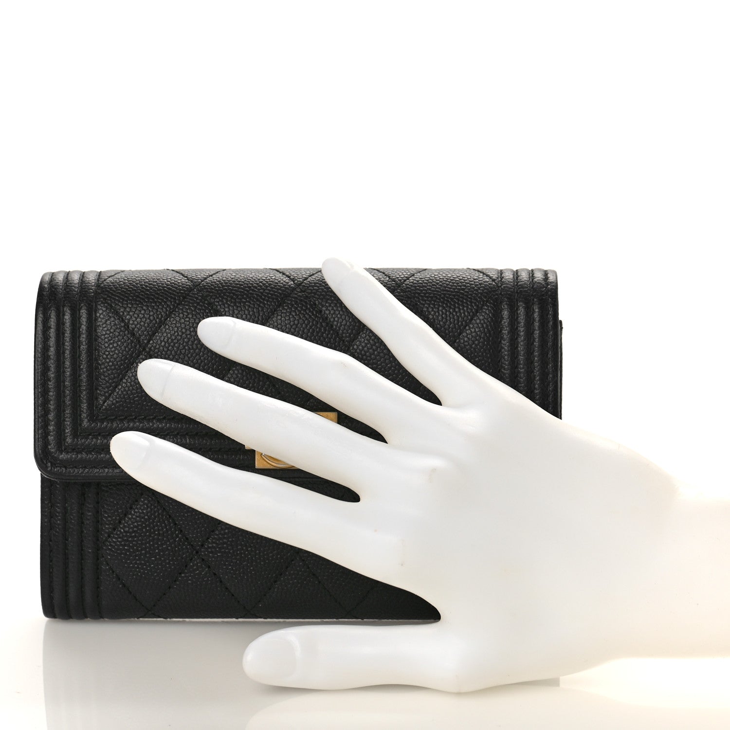 Chanel Caviar Quilted Medium Boy Flap Wallet Black 2 of 9