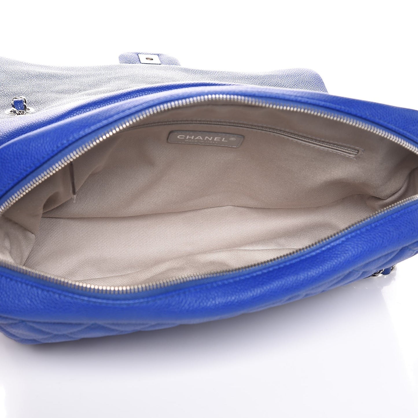Caviar Quilted Jumbo Easy Flap Blue