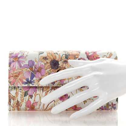 Christian Dior Calfskin Caro Freesia Long Wallet White Multicolor 2 of 8
