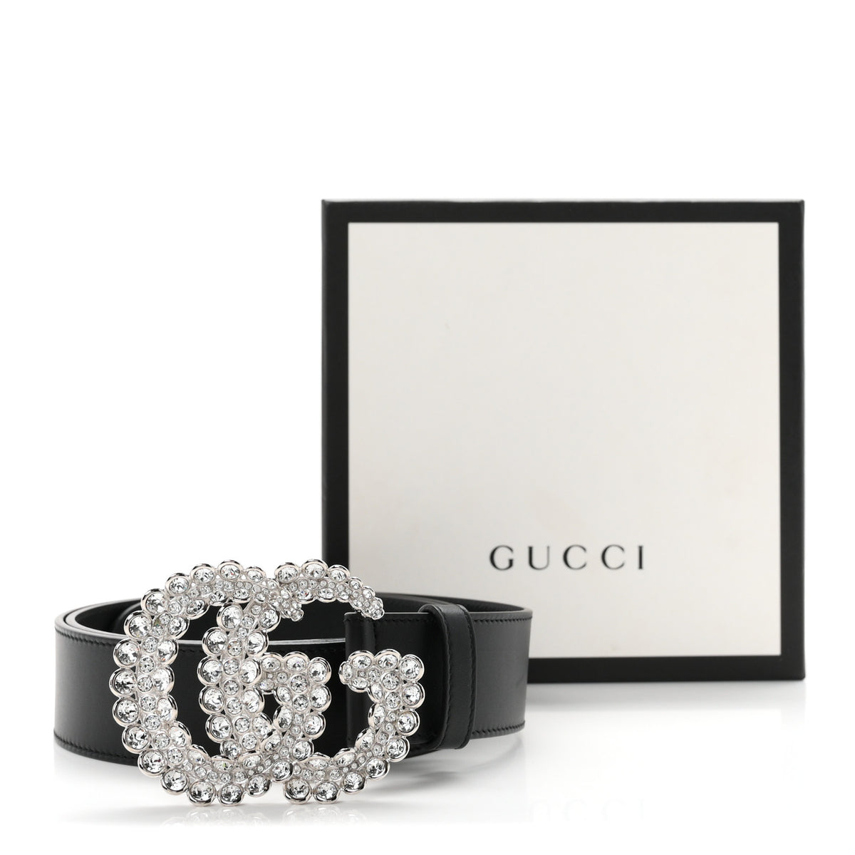 Gucci Calfskin Crystal Double G 40mm Belt 105 42 Black 6 of 6