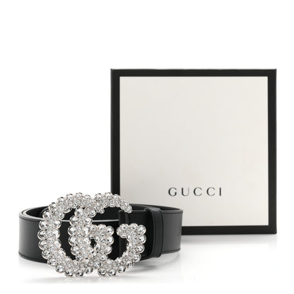 Gucci Calfskin Crystal Double G 40mm Belt 105 42 Black 6 of 6