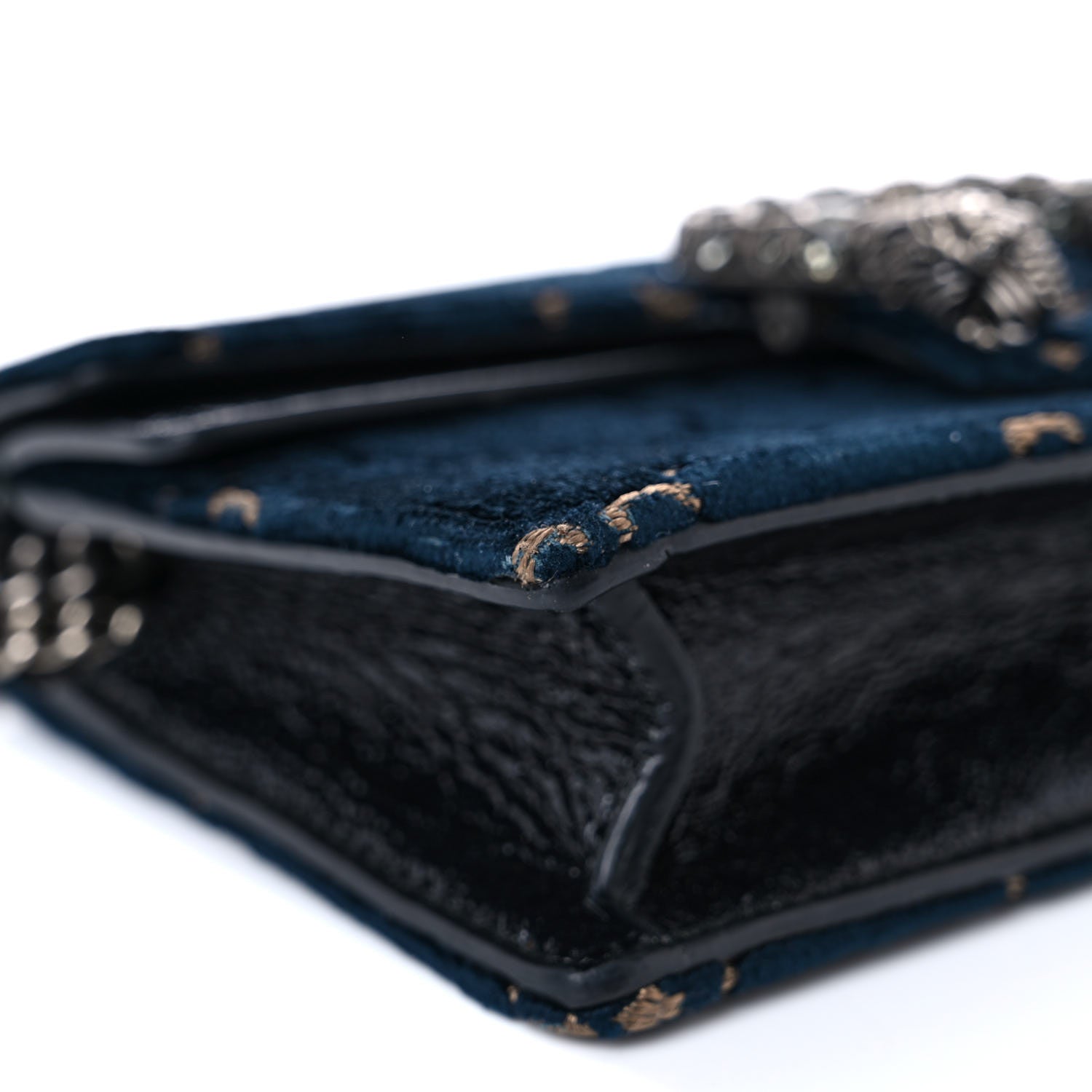Gucci Velvet GG Monogram Super Mini Dionysus Shoulder Bag Blue Beige Black 7 of 13