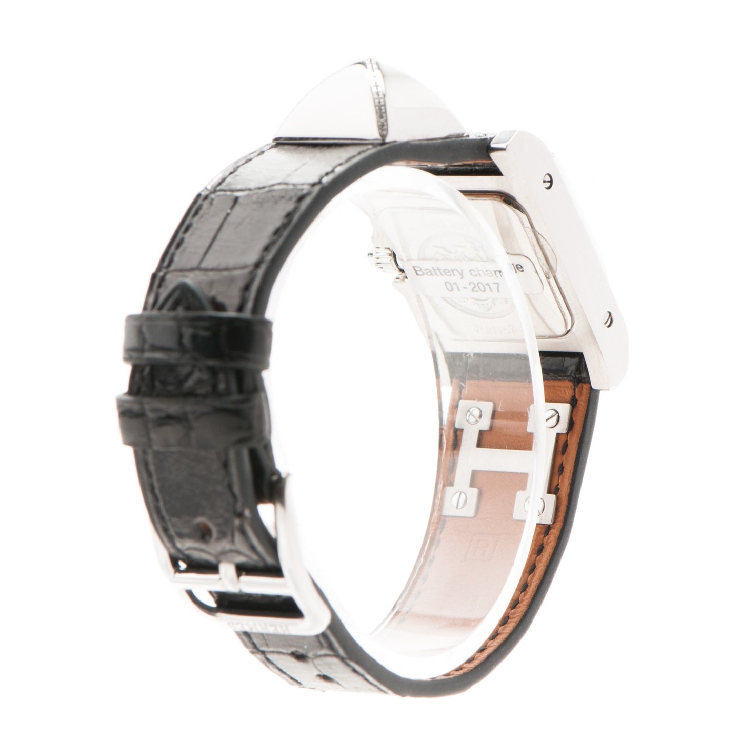 Stainless Steel Alligator Diamond 23mm Medor Quartz Watch Noir