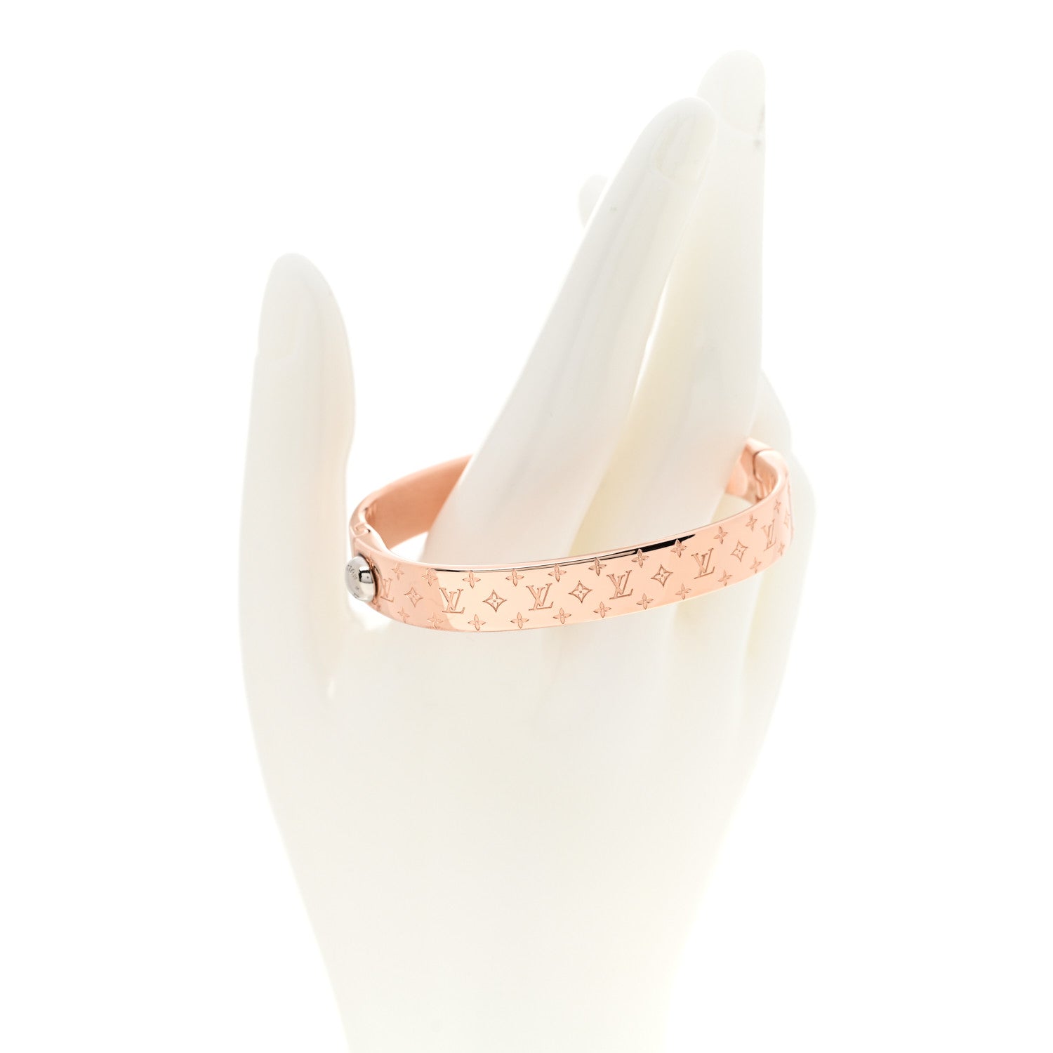 Louis Vuitton Brass Monogram Nanogram Cuff S Pink Gold 2 of 6