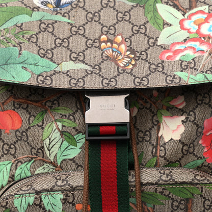 Gucci GG Supreme Monogram Tian Web Single Buckle Backpack Beige Multicolor New Acero 8 of 11