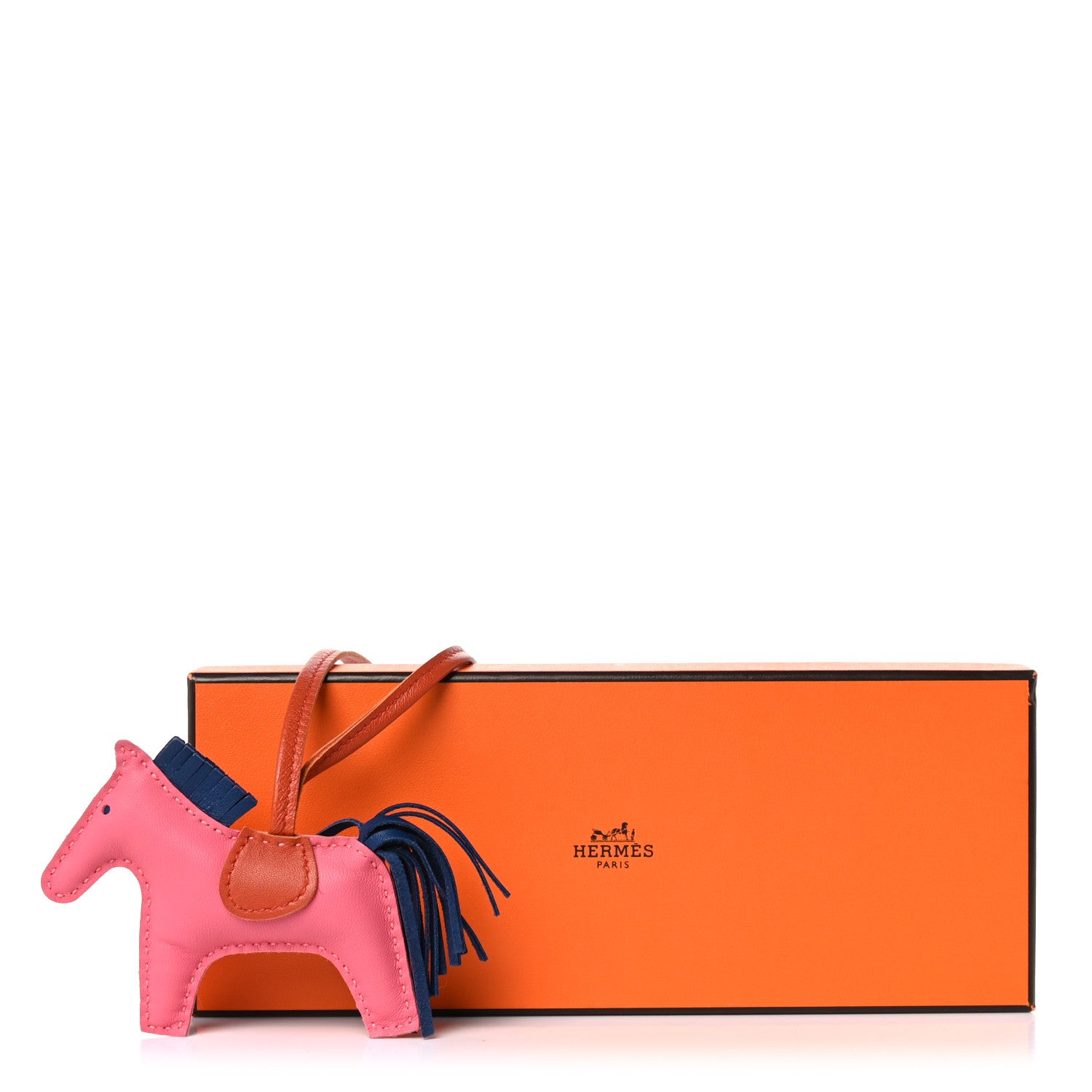 Hermes Milo Lambskin Grigri Rodeo Bag Charm PM Rose Azalee Cornaline Bleu De Malte 4 of 4