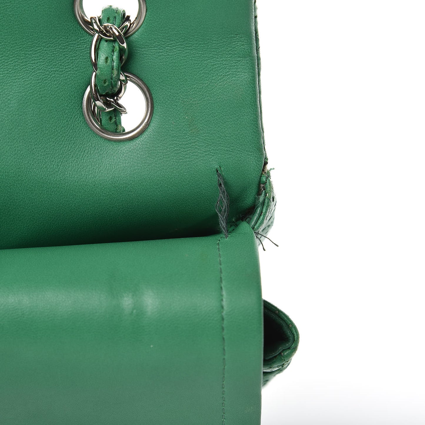 Lambskin Perforated Medium Double Flap Green