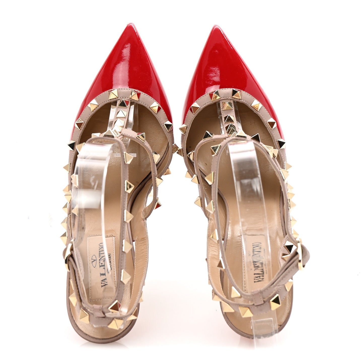 Patent Nappa Rockstud Ankle Strap 100mm Pumps 40 Rouge Pur Poudre