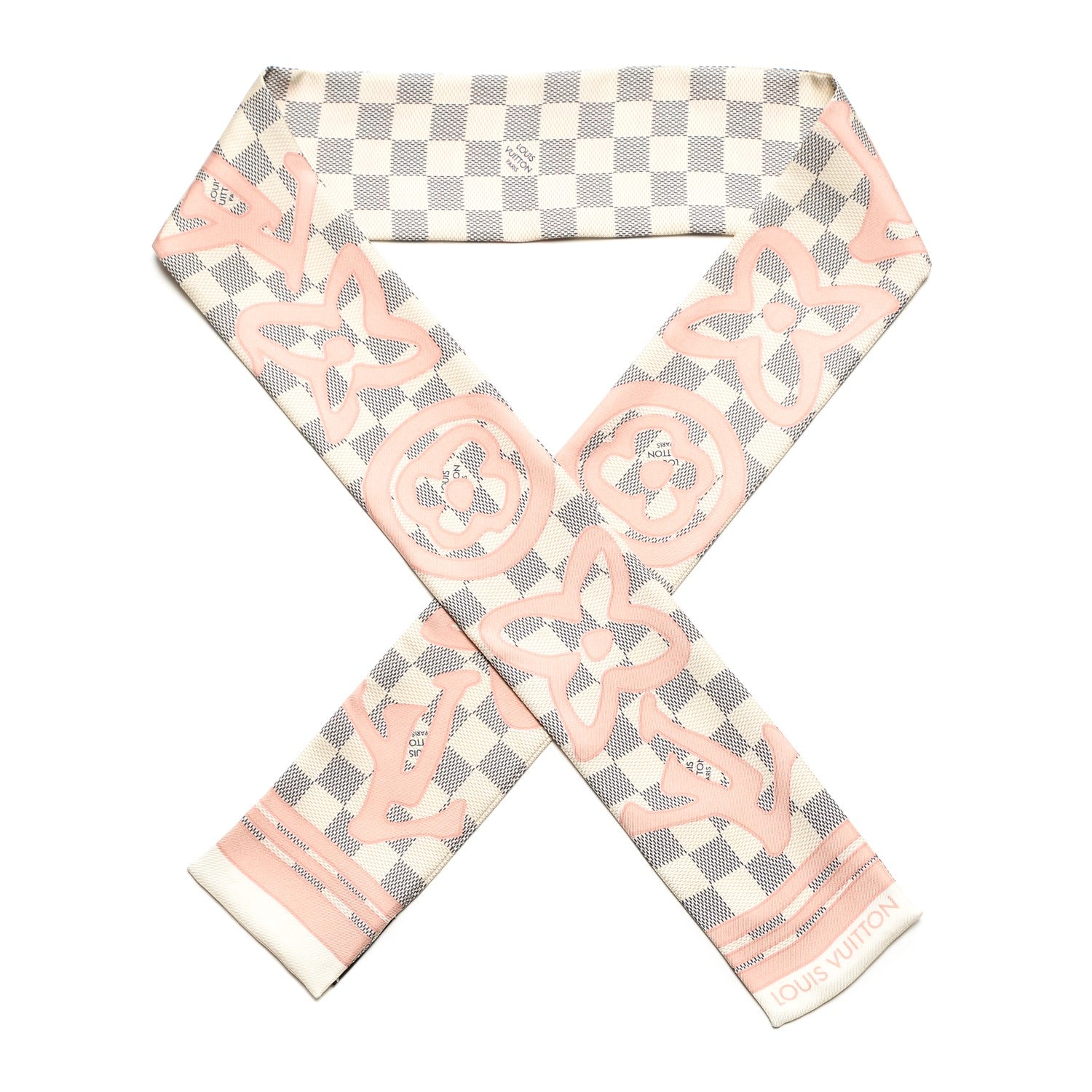 Louis Vuitton Silk Damier Azur Tahitienne Bandeau Rose Ballerine 1 of 5