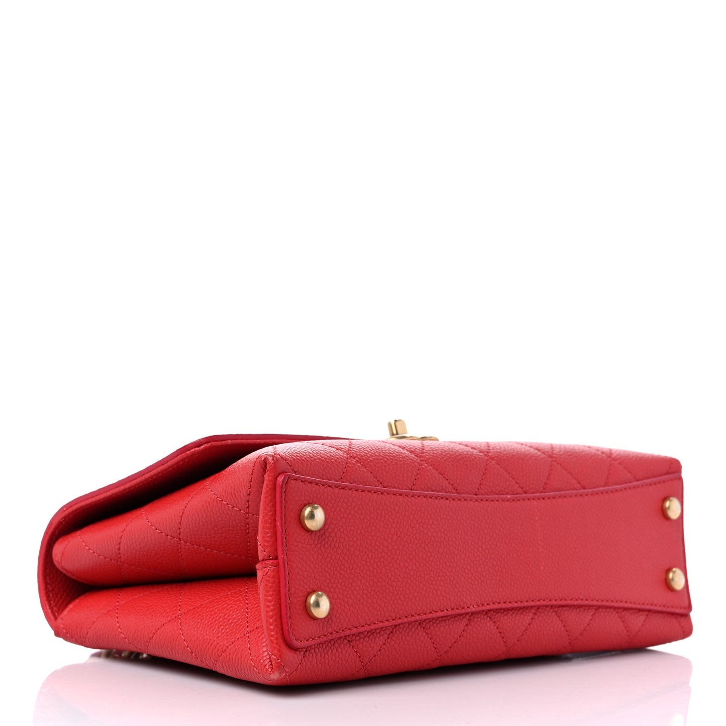 Grained Calfskin Small Stitched Flap Red