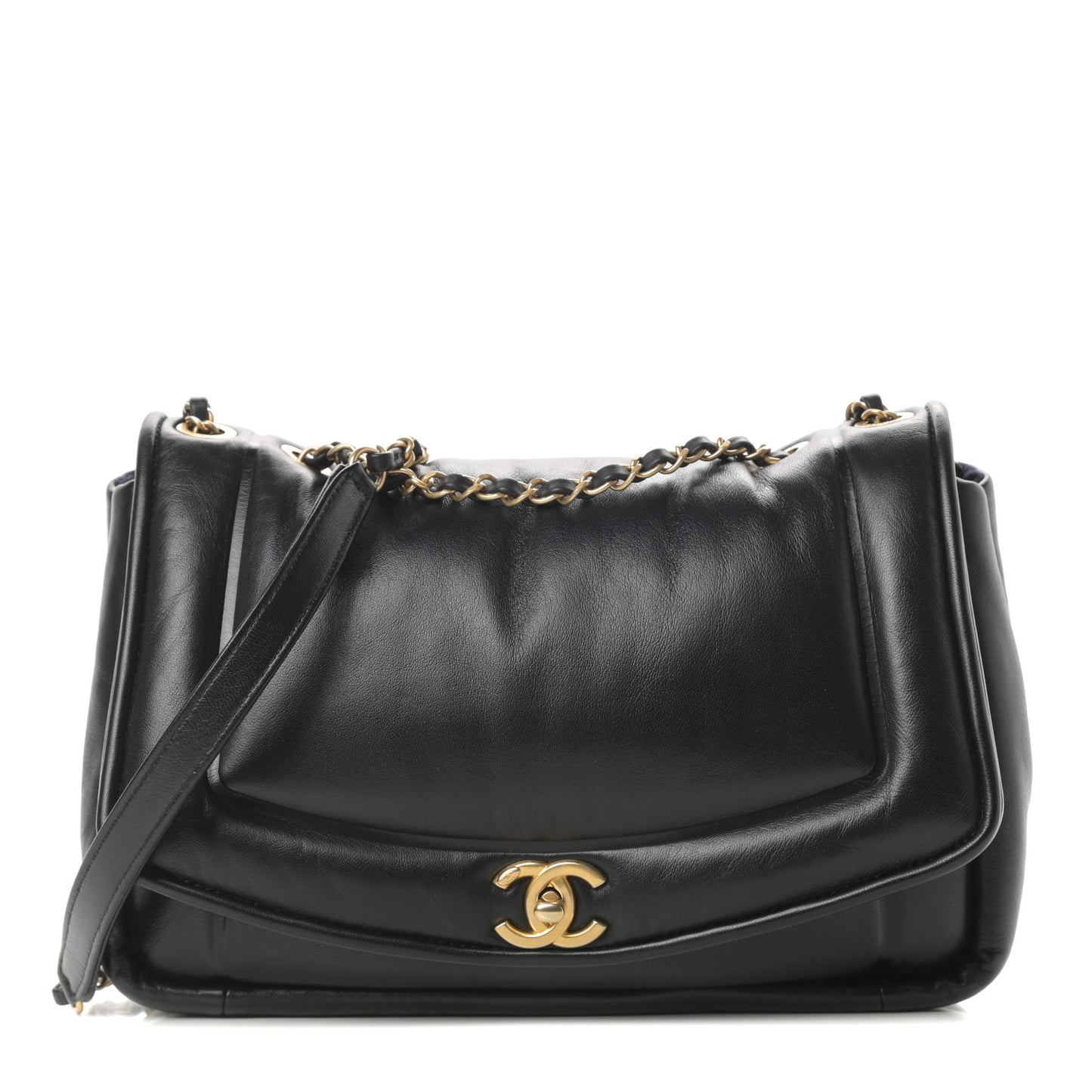 Lambskin Medium Simply Flap Black