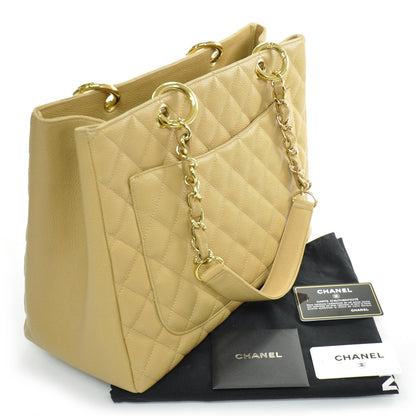 Chanel Caviar Quilted Grand Shopping Tote GST Beige 3 of 8