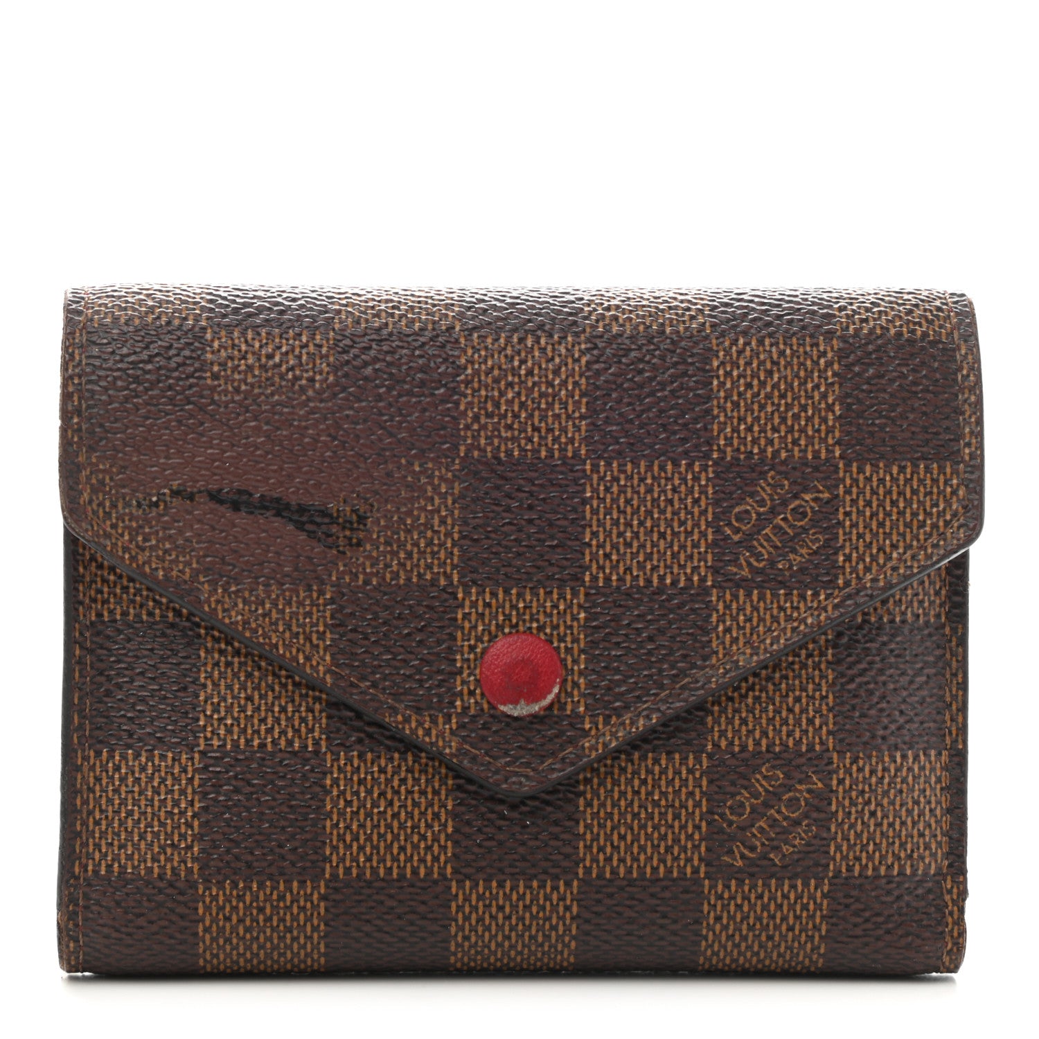 Louis Vuitton Damier Ebene Victorine Wallet Red 1 of 9