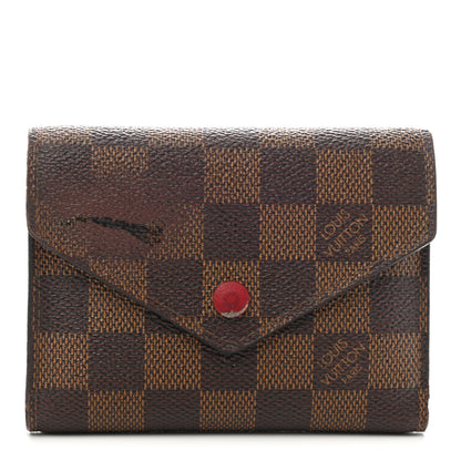 Louis Vuitton Damier Ebene Victorine Wallet Red 1 of 9