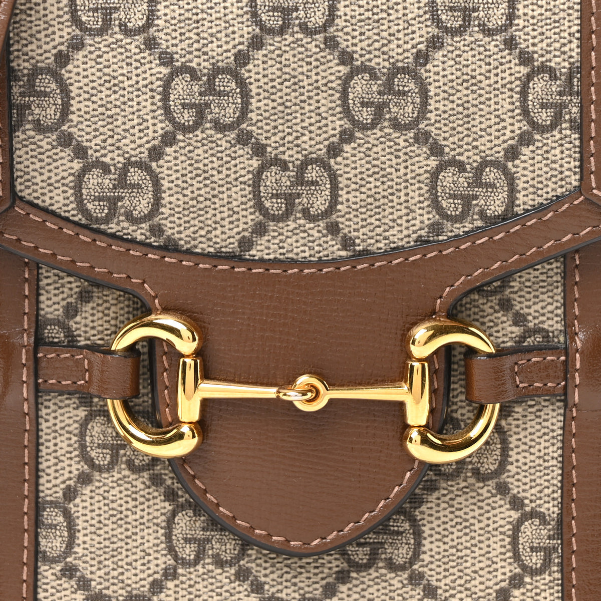 GG Supreme Monogram Mini Horsebit 1955 Crossbody Bag Beige Brown Sugar