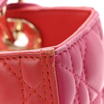 Christian Dior Lambskin Cannage Medium Bi-Color Lady Dior Orange Fuchsia 15 of 15