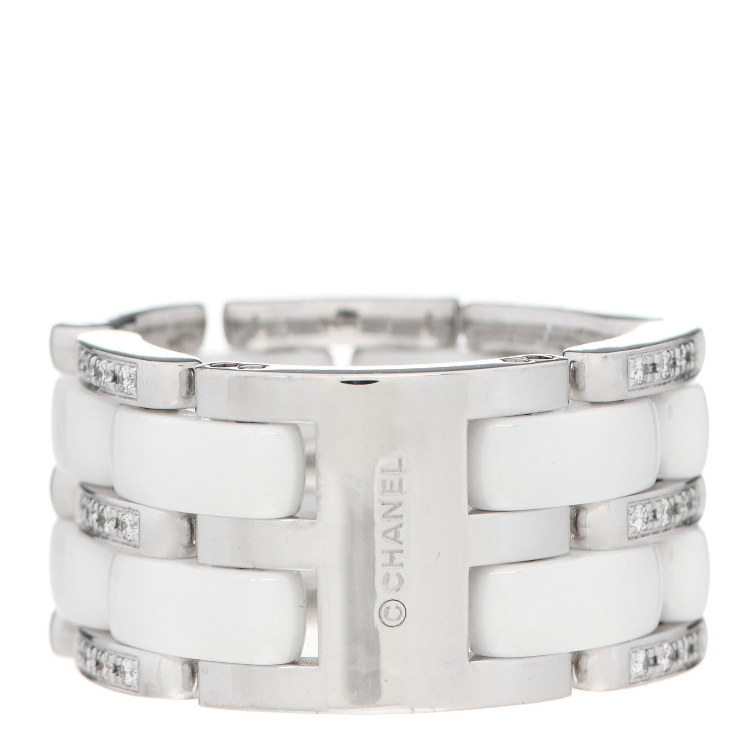 Chanel 18K White Gold Diamond Ceramic Large Ultra Ring White 53 6.5 3 of 6
