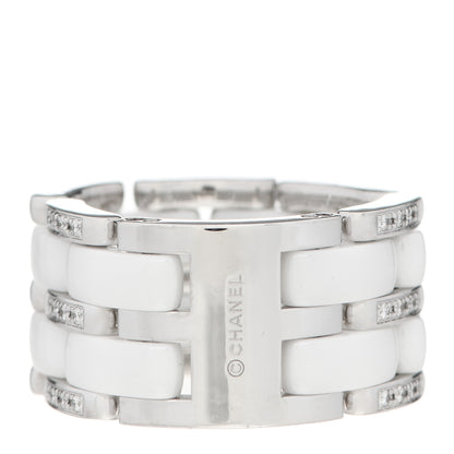 Chanel 18K White Gold Diamond Ceramic Large Ultra Ring White 53 6.5 3 of 6