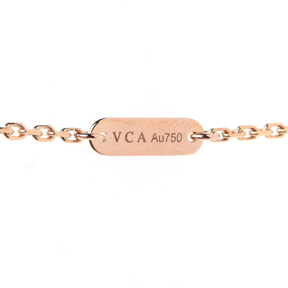 Van Cleef & Arpels 18K Rose Gold Diamond Pink Porcelain Vintage Alhambra Pendant Necklace 6 of 7