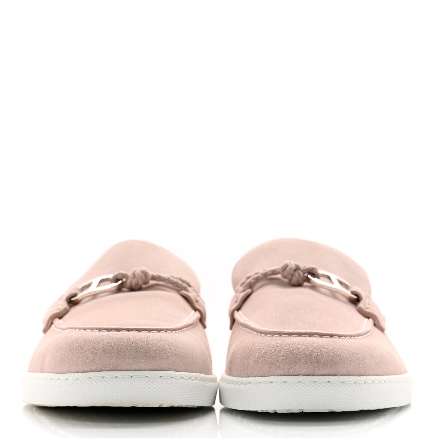 Hermes Suede Calfskin Mens Ignacio Loafers 43.5 Rose Porcelaine 2 of 8
