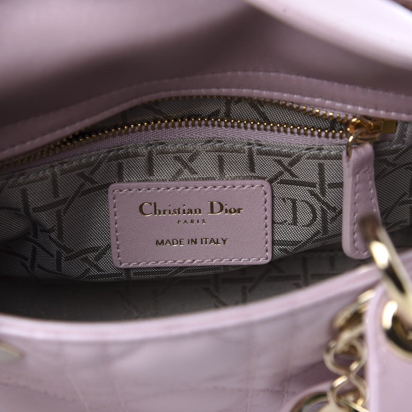 Metallic Lambskin Cannage Mini Lady Dior Lotus