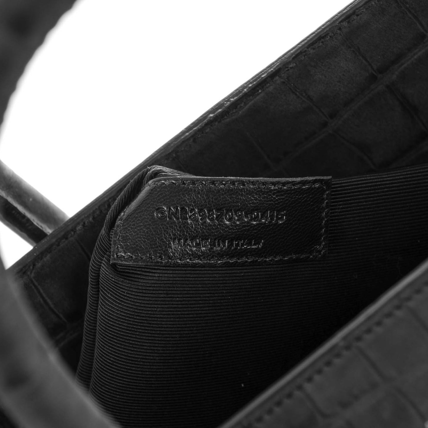Crocodile Embossed Small Sac de Jour Dusty Black