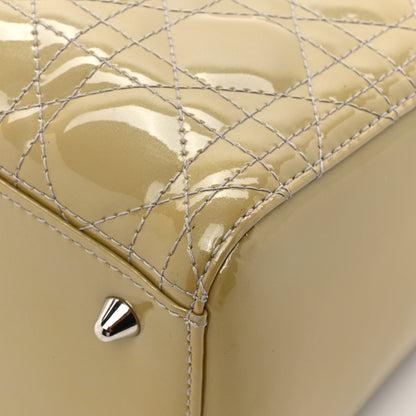 Christian Dior Patent Cannage Studded Double Strap Medium Lady Dior Beige 14 of 16