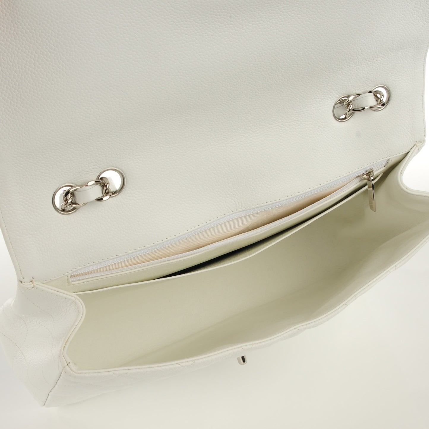 Caviar Quilted Jumbo Single Flap White