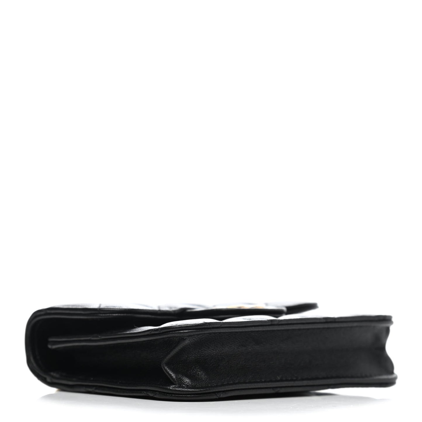 Lambskin Quilted Top Handle Flap Coin Purse With Chain Black