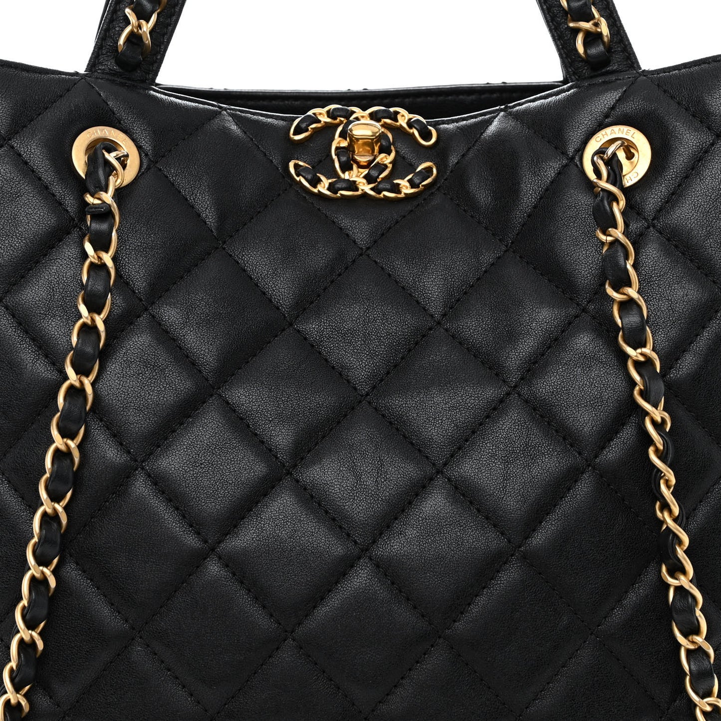 Lambskin Quilted Large Chanel 19 Shopping Tote Black