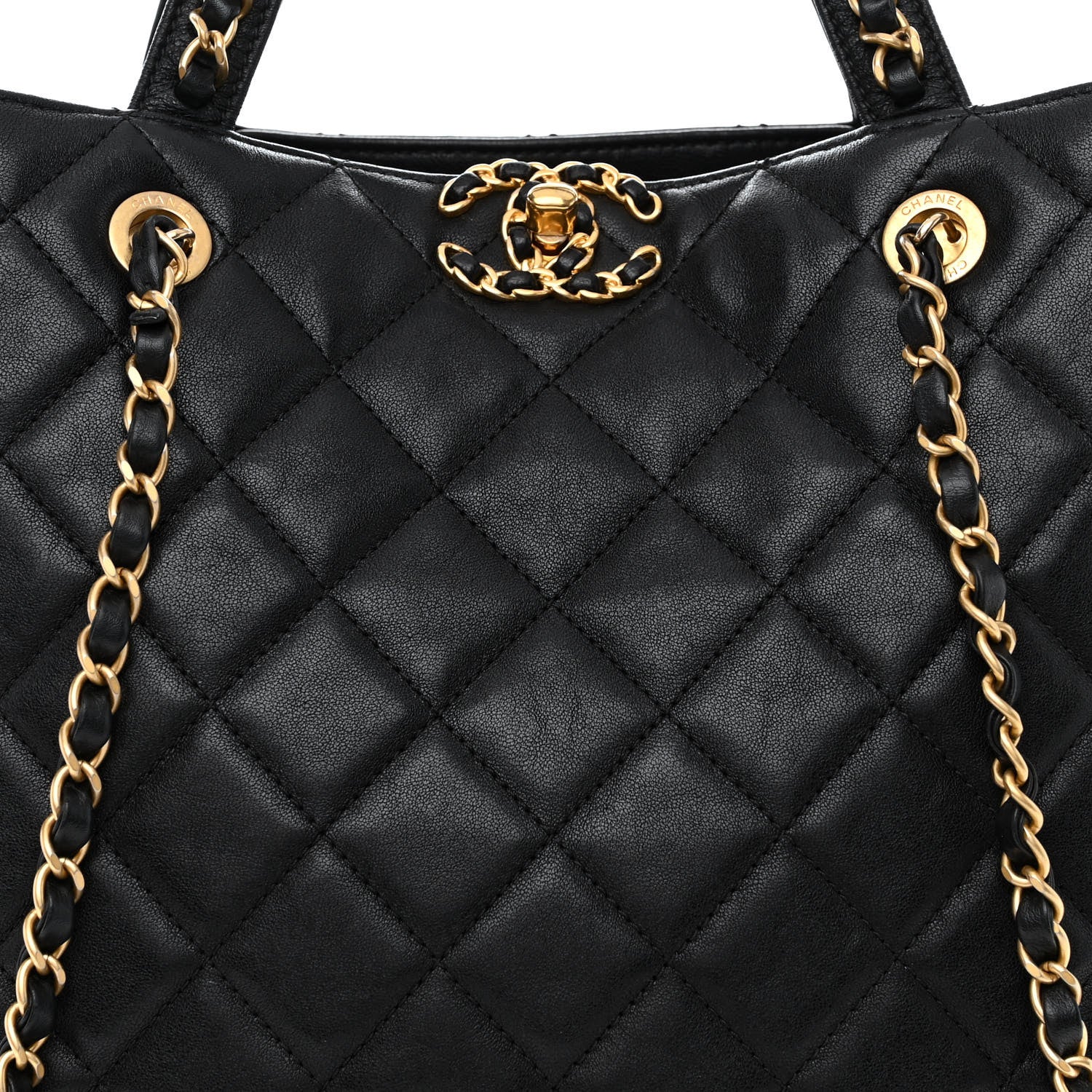 Chanel Lambskin Quilted Large Chanel 19 Shopping Tote Black 8 of 10