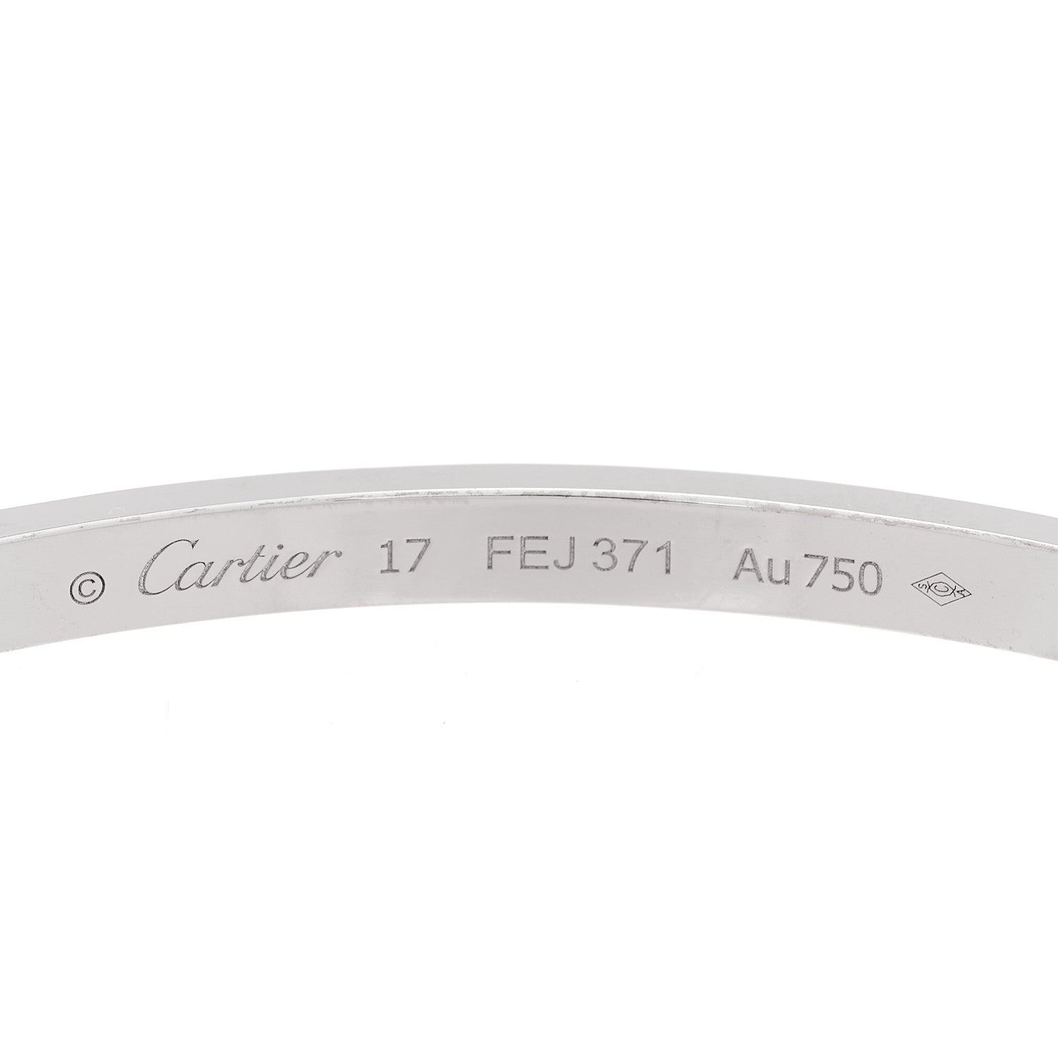 Cartier 18K White Gold 10 Diamond Small LOVE Bracelet 17 5 of 9