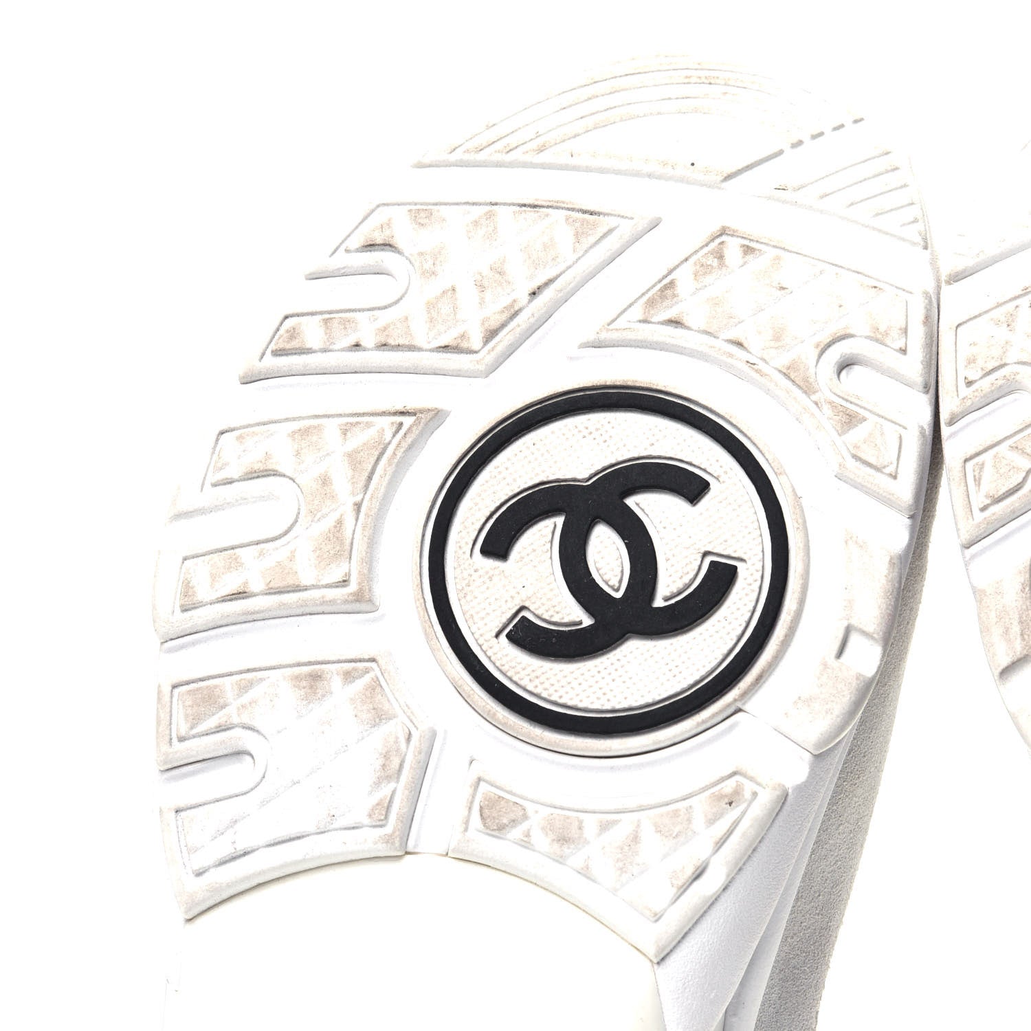 Chanel Suede Calfskin Fabric CC Sneakers 38.5 White 8 of 11