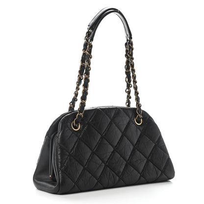 Chanel Aged Calfskin Quilted Small Just Mademoiselle Bowling Bag Black 2 of 9