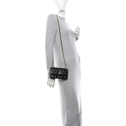 Chanel Lambskin Quilted Dynasty Flap Phone Holder With Chain Black 2 of 11