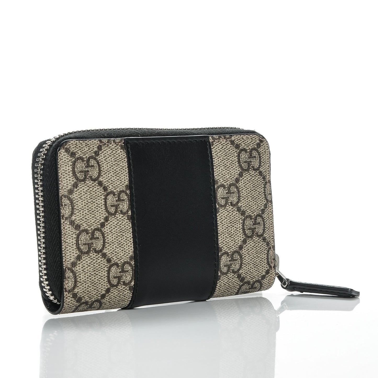 GG Supreme Monogram Zip Around Card Case Black