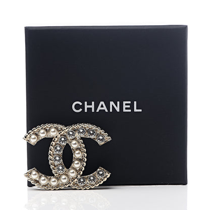Chanel Pearl Crystal April In Paris CC Brooch Gold 4 of 4