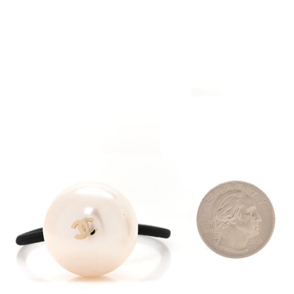 Chanel Pearl CC Hair Tie Black White 2 of 4