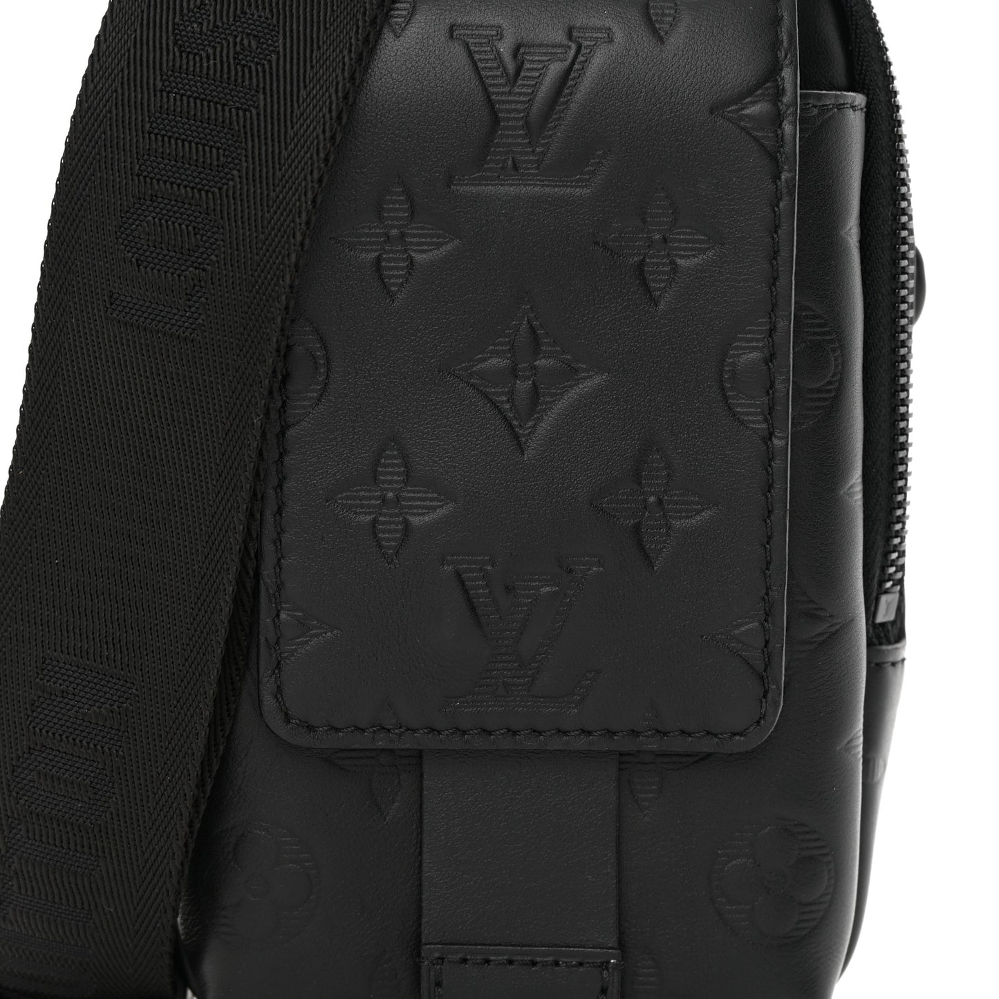 Calfskin Monogram Shadow Double Phone Pouch NM Black