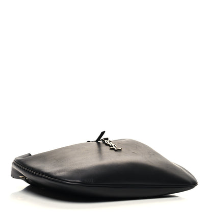 Saint Laurent Smooth Calfskin Paris VII Large Flat Hobo Black 5 of 13