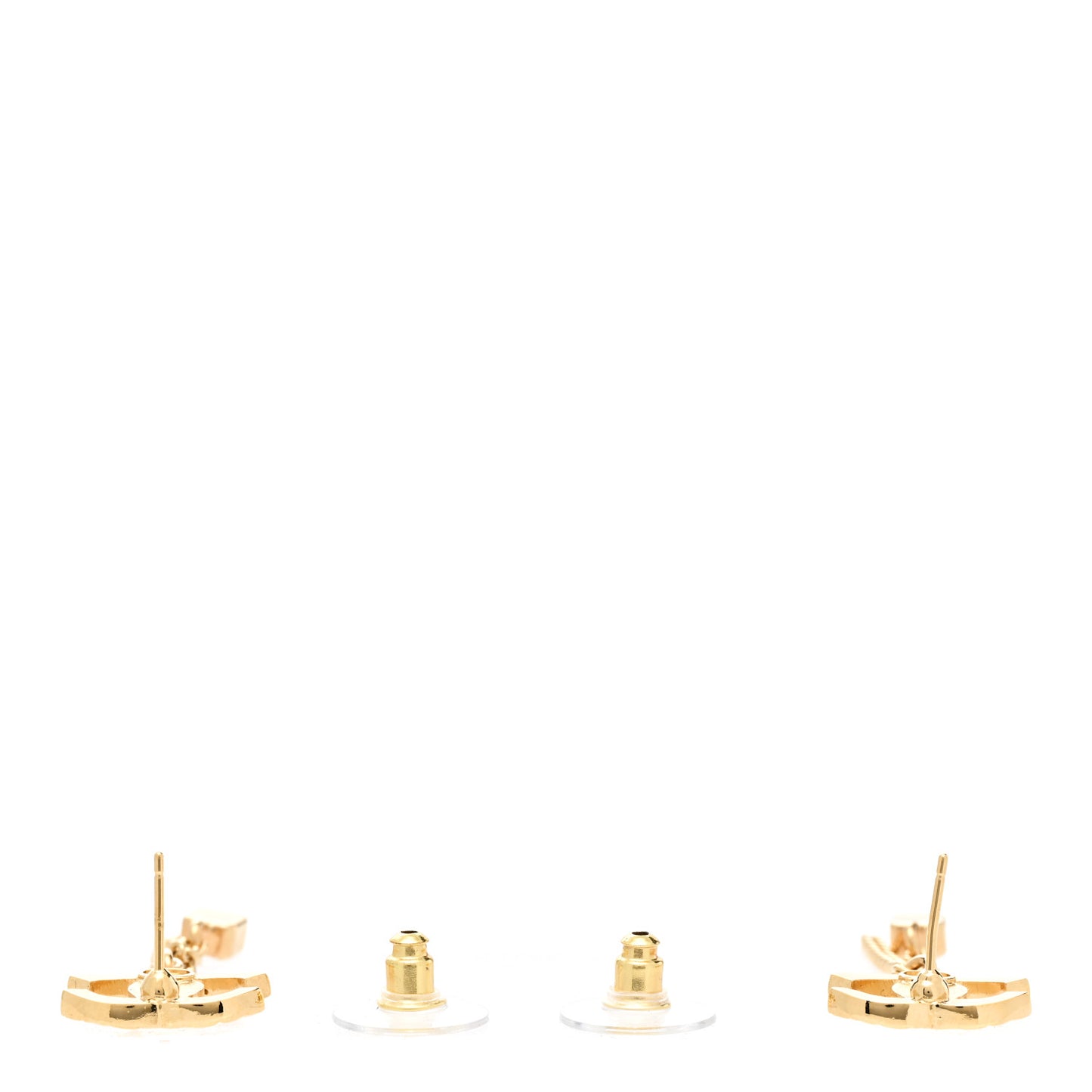 Pearl Crystal CC Chain Drop Earrings Gold