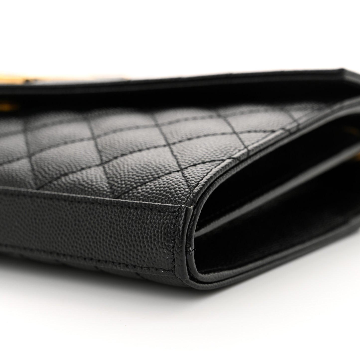 Grain De Poudre Mixed Matelasse Triquilt Monogram Chain Wallet Black