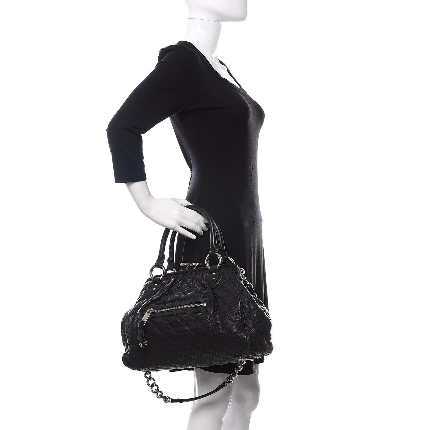 Calfskin Quilted Stam Black