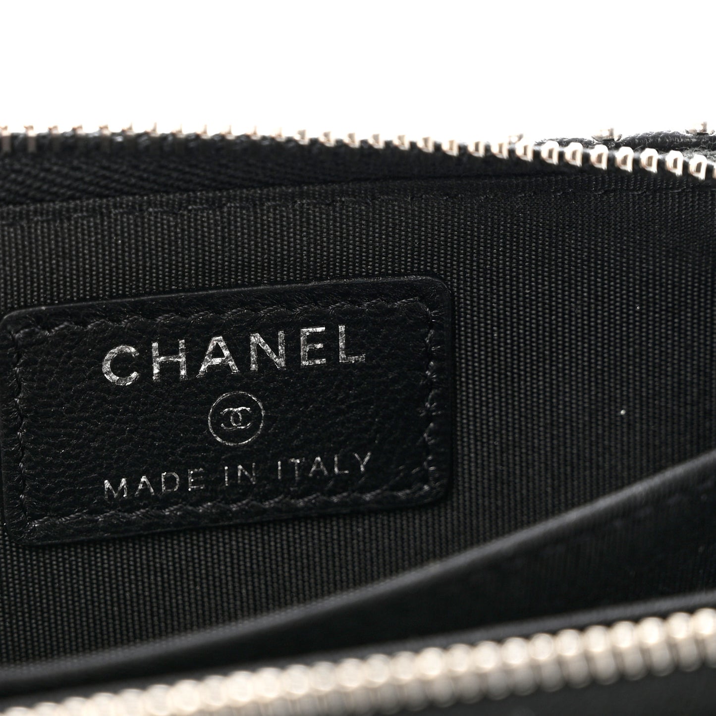 Lambskin Chevron Quilted Studded Zip Around Coin Purse Black