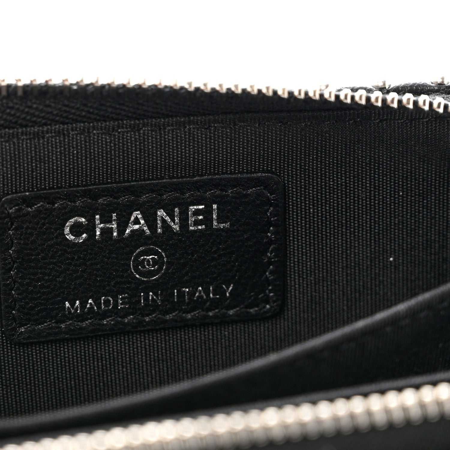 Chanel Lambskin Chevron Quilted Studded Zip Around Coin Purse Black 6 of 8